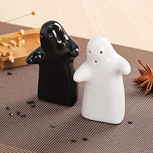 MAPPERZ Black and White Cute Salt and Pepper Shaker, Kitchen Spice Powder Dispenser for Kitchen Dining Table Decorative Organizer Couple Set (Pack of 1)