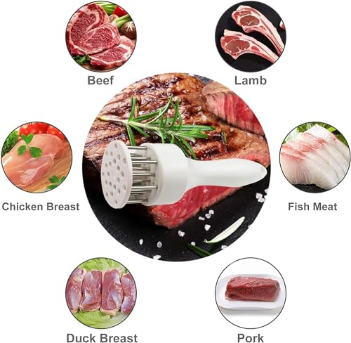MAPPERZ Meat Tenderizer, Stainless Steel Needle Meat Mallet Tool Suitable for Tenderizing Chicken, Beef, Meat and Pork, Profession Kitchen Tool with Long Handle and Hanging Hole (Pack of 1)