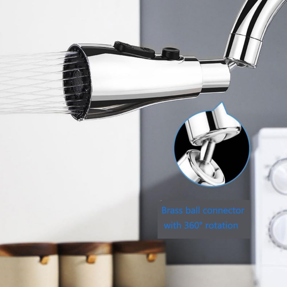 MAPPERZ 3-Mode Kitchen Sink Water Faucet, 360 Degree Rotation Sink Sprayer Head Big Angle, Multi Functional Kitchen Anti Splash Long Aerator Water Saving Nozzle Spray Faucet Top (Pack of 1)