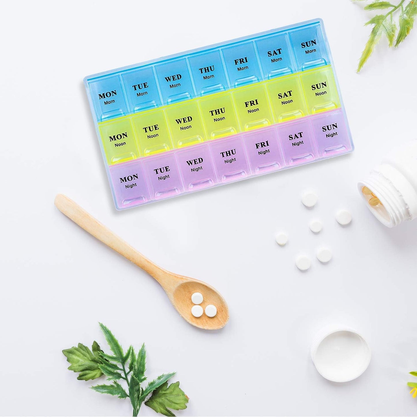 MAPPERZ 28 Days Medicine Organizer Box, Per Day 3 Time Reminder with 1 Time Backup Tablets Box Easy to Use Food Grade BPA Free, Travel and Home 28 Grid Pill Planner Box (Pack of 1)