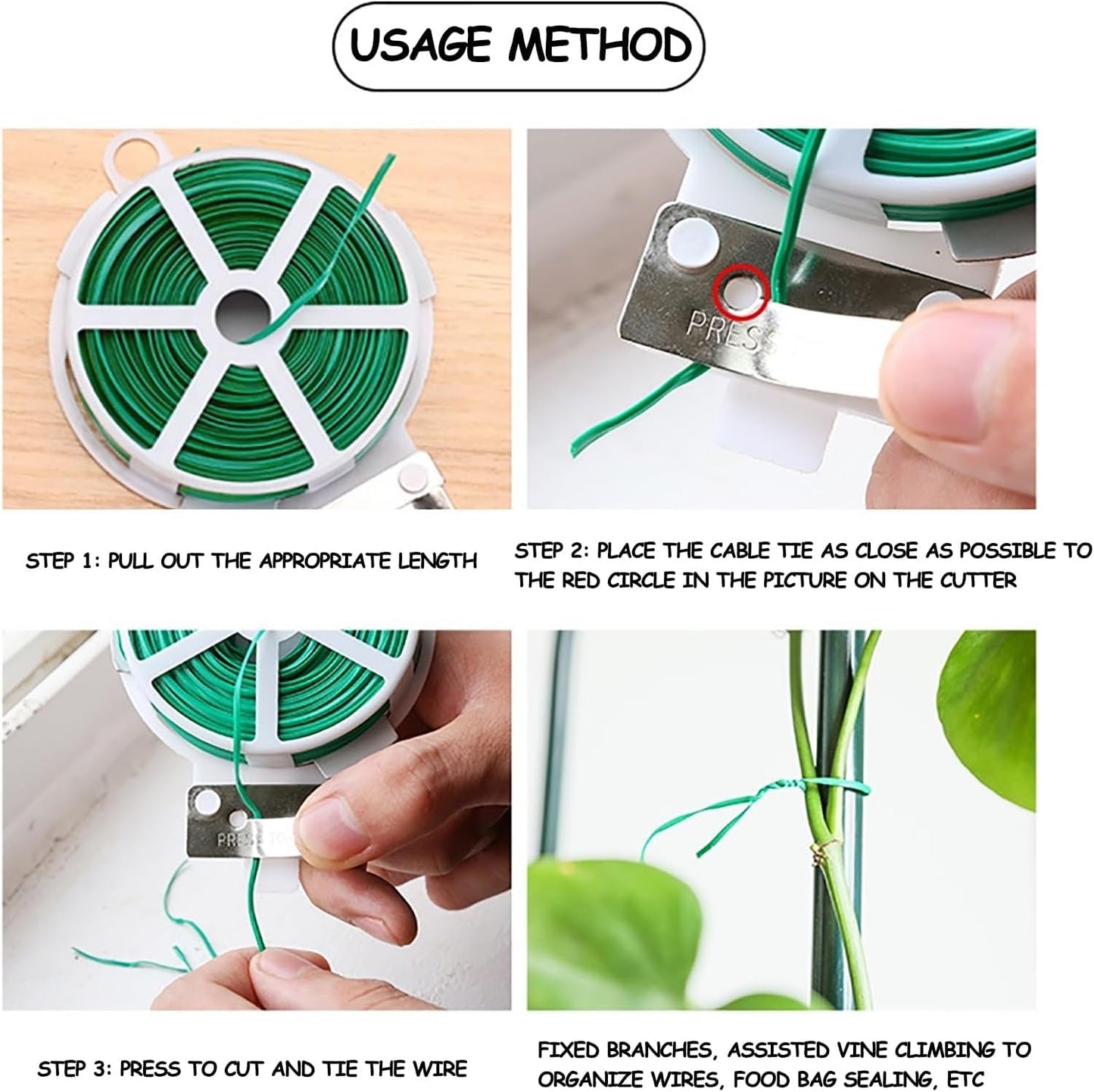 MAPPERZ 50 Meter Green PVC Stretchable Twist Tie Wire Spool with Cutter for Gardening, Yard, and Plant Support – Durable and Convenient Tool- (Set of 1)