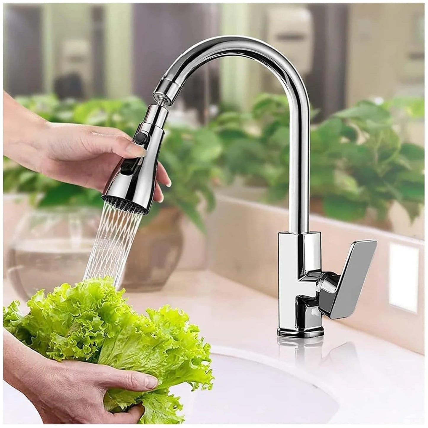 MAPPERZ 3-Mode Kitchen Sink Water Faucet, 360 Degree Rotation Sink Sprayer Head Big Angle, Multi Functional Kitchen Anti Splash Long Aerator Water Saving Nozzle Spray Faucet Top (Pack of 1)