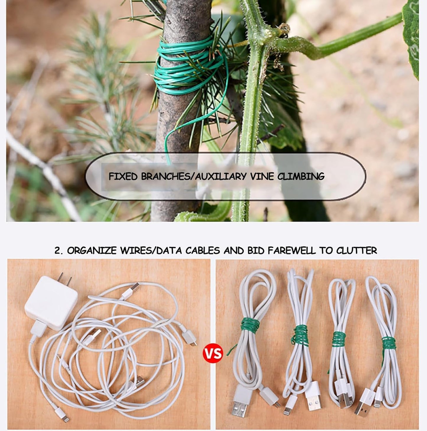 MAPPERZ 50 Meter Green PVC Stretchable Twist Tie Wire Spool with Cutter for Gardening, Yard, and Plant Support – Durable and Convenient Tool- (Set of 1)