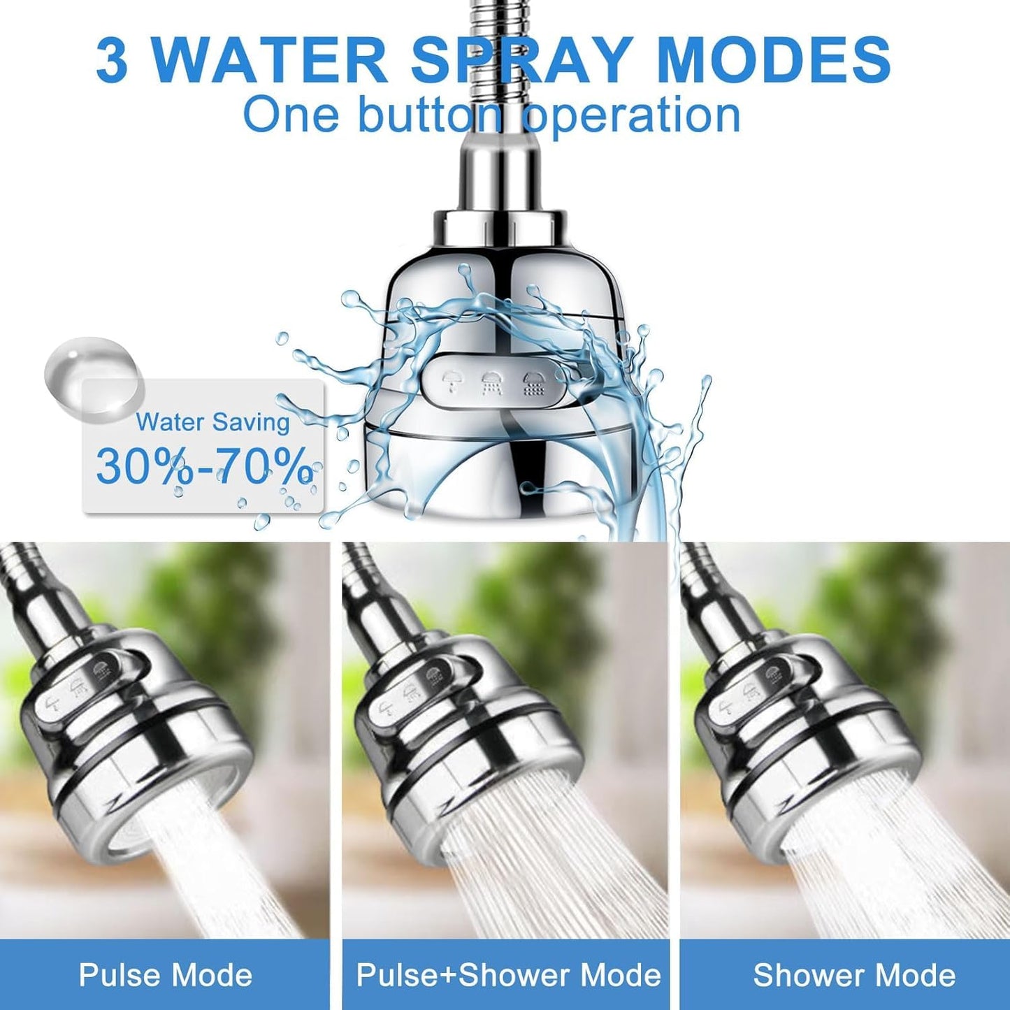 MAPPERZ Universal Faucet Bubbler: 360° Swivel Tap Nozzle with Water-Saving Filter, Anti-Splash Design, Pressurized Diffuser for Kitchen and Bathroom. Enhance Your Faucet’s Efficiency and usability