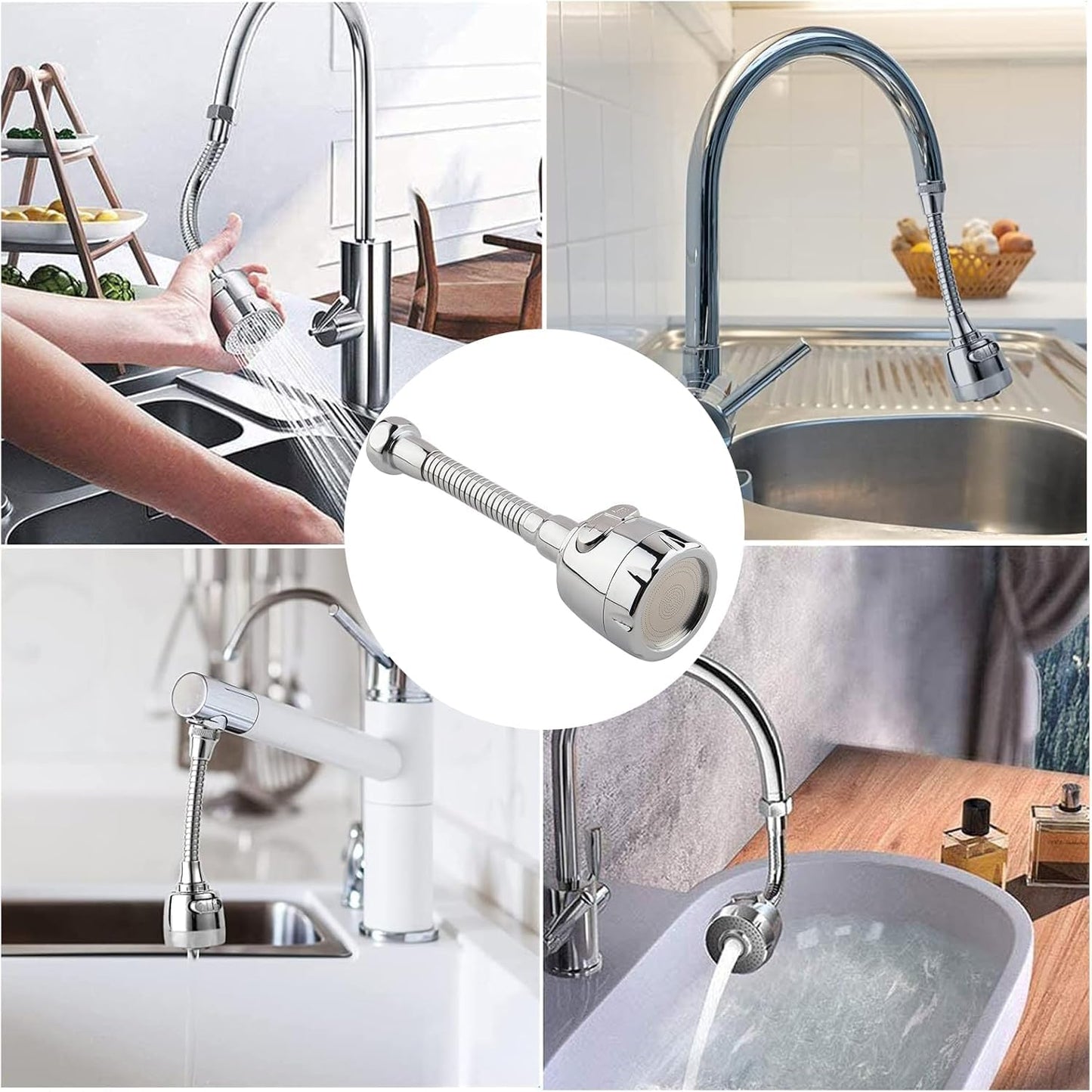 MAPPERZ Universal Faucet Bubbler: 360° Swivel Tap Nozzle with Water-Saving Filter, Anti-Splash Design, Pressurized Diffuser for Kitchen and Bathroom. Enhance Your Faucet’s Efficiency and usability