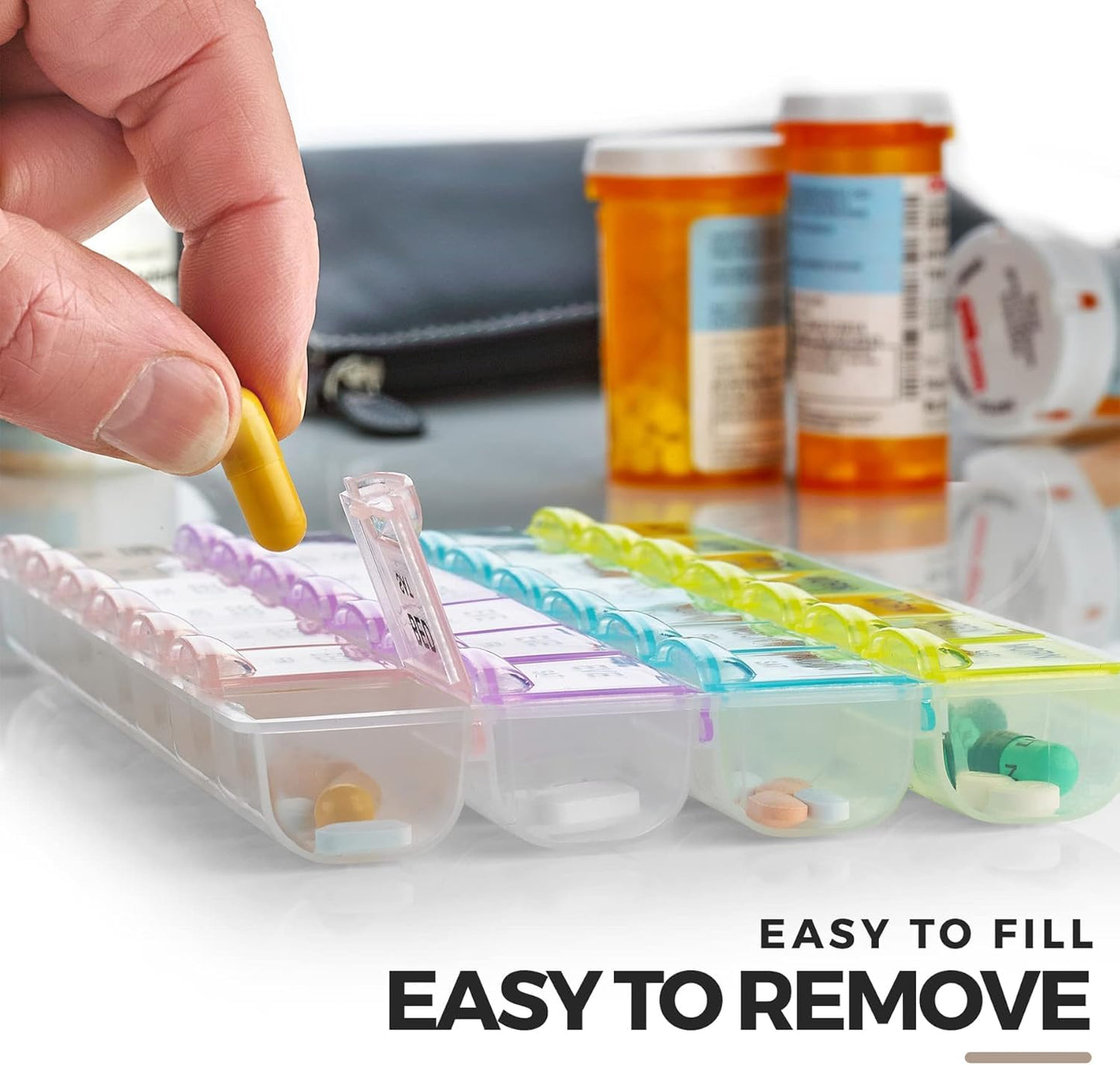 MAPPERZ 28 Days Medicine Organizer Box, Per Day 3 Time Reminder with 1 Time Backup Tablets Box Easy to Use Food Grade BPA Free, Travel and Home 28 Grid Pill Planner Box (Pack of 1)