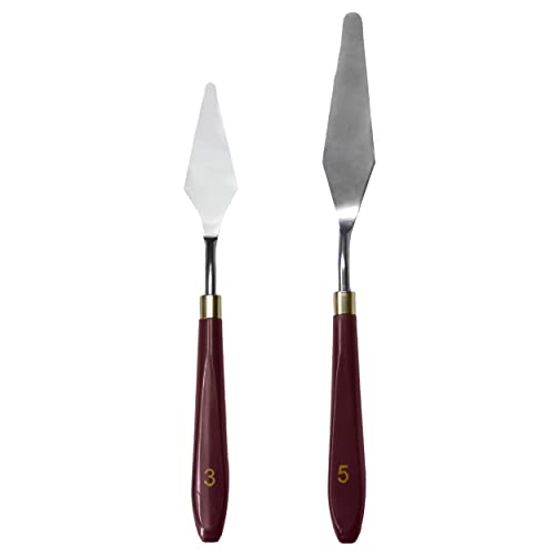 MAPPERZ Stainless Steel Artists Palette Knife Spatula Painting Mixing Scraper Thin and Flexible Art Tools for Oil Painting Acrylic Mixing- Palette Knife|Scrapping Knife (No. 3, 5) Pack of 2