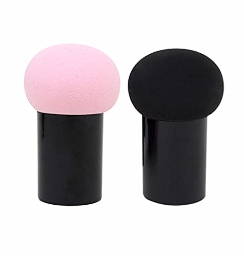 Mapperz Powder Puff Cosmetic Sponges Mushroom Makeup Brushes Blender Sponge Face Brush Makeup Puff with Handle Case for Dry Wet Use Liquid, Creams, and Powders (Multi Colour)
