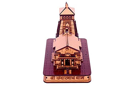 MAPPERZ Kedarnath & Badrinath Wooden Souvenir Temple Decorative Showpiece MDF Pine Wood Beautiful WorkTemple (Beige, Set of 2)