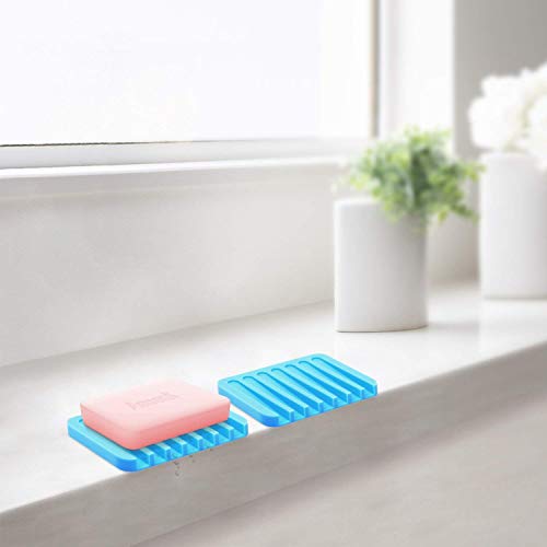 MAPPERZ Silicone Soap Dish Tray Saver Holder Drainer Shower Waterfall for Bathroom/Kitchen/Counter Top