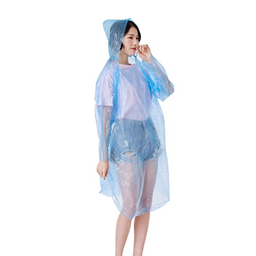 MAPPERZ Unisex Disposable Emergency Ball Raincoat Poncho with Hook, Blue, Free Size