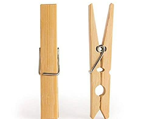 MAPPERZ Bamboo Cloth Clip Wooden Clips for Cloths Art Craft (Pack of 20)