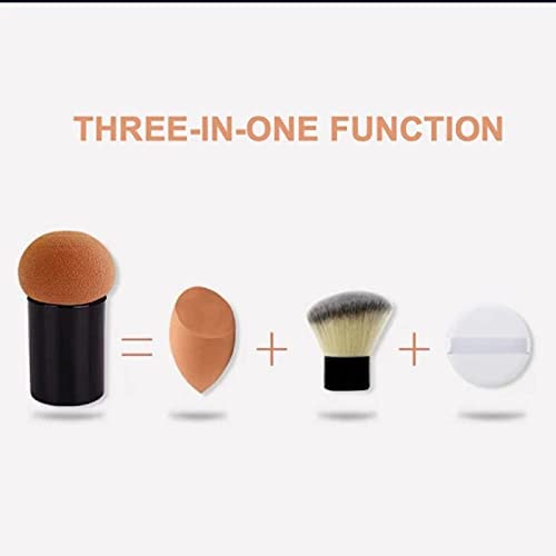 Mapperz Powder Puff Cosmetic Sponges Mushroom Makeup Brushes Blender Sponge Face Brush Makeup Puff with Handle Case for Dry Wet Use Liquid, Creams, and Powders (Multi Colour)