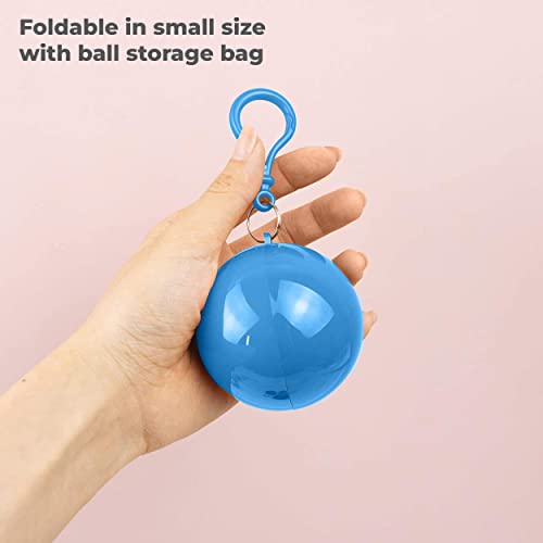 MAPPERZ Unisex Disposable Emergency Ball Raincoat Poncho with Hook, Blue, Free Size