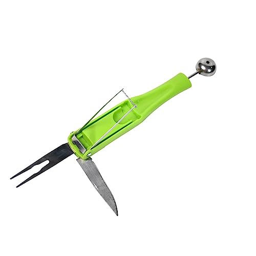 MAPPERZ Watermelon Slicer Cutter Knife with Melon Baller Scoop Set, Fruit Scooper Seed Remover Watermelon Knife for Ice Cream Melon, Dig Pulp Separator Fruit Slice, Random Color, 1 Set