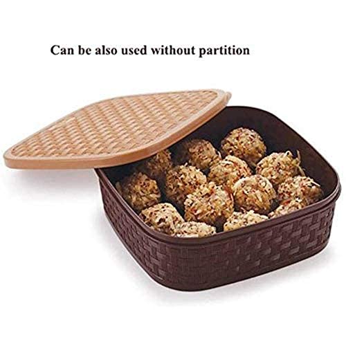MAPPERZ Plastic Masala Rangoli Box for Keeping Spices Box for Kitchen Stylish Rangoli Dabba Container Multipurpose Masala Dabba 7 Sections Box Set - Brown (Masala Box - 7 in 1)