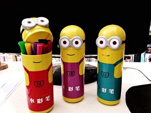 MAPPERZ Pencil Box Cartoon Shaped Pencil Box Included with 12 Sketch Pen Set for School Kids (Multicolor)