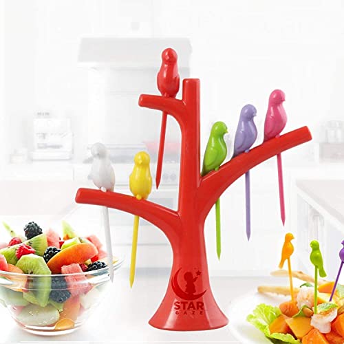 MAPPERZ Fancy Bird Fork/Attractive on Table and Ideal Fork for Eating Fruits/Tree Shape Holder Stand - Pack of 1