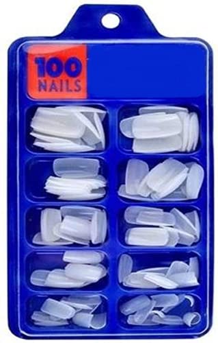 Mapperz Artificial Nails Set With Nail Glue Women Professional Artificial 100 Nail White False Nails (100 Nails with 1 Glue)