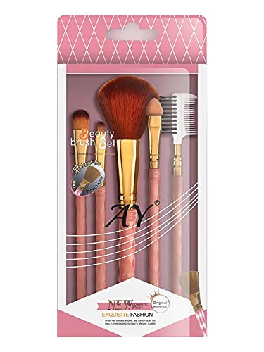 Mapperz Professional Make Up Brush Set of 5 / Synthetic Makeup Brush Set Foundation Blending Blush Face Powder (Golden & Pink)