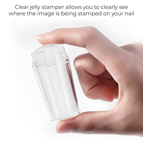 MAPPERZ Nail Art Stamper, Clear Silicone Stamping Jelly with Scraper, Transparent Visible Body, No Misplacement for DIY Nail Decor with Scrapers Nail Stamper Kit, Transparent, Pack Of 1