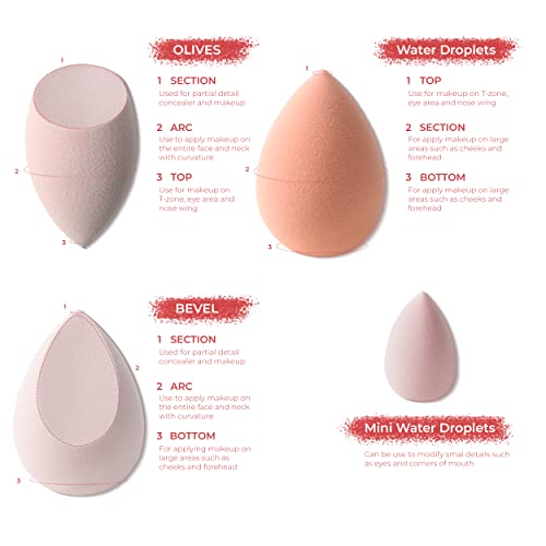 MAPPERZ Makeup Sponge Set Beauty Blender with Egg Case, Soft Sponge For Liquid Foundation, Creams, and Powders, Latex Free Wet and Dry Makeup ( 4 Big + 3 Mini-7 Pcs set, Multicolor)