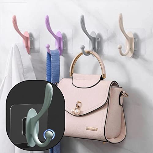 MAPPERZ Wall Sticker Hook Hanger/ Plastic Dual Self Adhesive Mount Waterproof Holder for Photo Frame Clock Clothes Door Key Kitchen Living Room - Multicolor