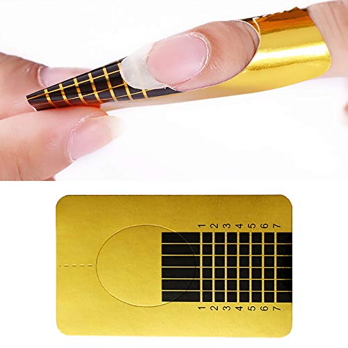 MAPPERZ Nail Forms, Golden Horseshoe Nail Extension Tips, Thick Paper Forms for Acrylic Nails Art, Gel Nail Extension Forms Guide Stickers, For Gel Nail Building, Nail Art Accessories, Pack Of 200