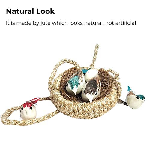 MAPPERZ Artificial PVC Mini 5 Birds with Hanging Nest for Home, Lawn, Garden, Party Decoration Accessories Pack of 1
