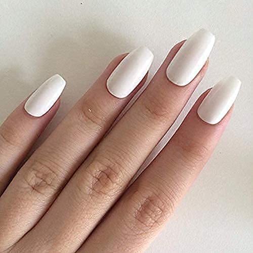 MAPPERZ Acrylic Artificial Nails Set/Women Professional Fake 100 False Nail - White