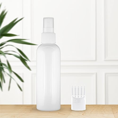 MAPPERZ Plastic Pump Bottle Spray Dispenser, With Root Comb Applicator, Clear Empty Fine Mist Plastic Mini Travel Cylindrical Bottle, Refillable Makeup Sprayer for Perfume, Liquids, Oil, White, PC-1