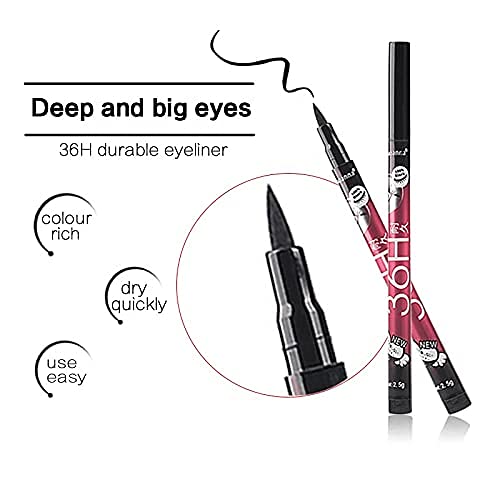 Mapperz 36H Precision Liquid Waterproof Lash Eyeliner Pencil/ Eye Liner, Water Resistant, Long-Lasting (Black) (Pack Of 2) Matte Finish