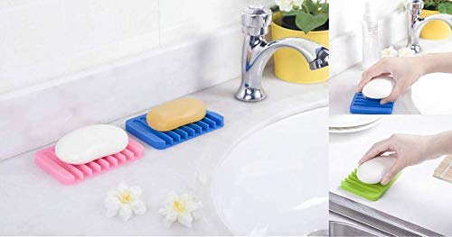 MAPPERZ Silicone Soap Dish Tray Saver Holder Drainer Shower Waterfall for Bathroom/Kitchen/Counter Top