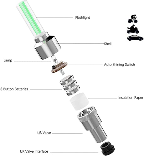 MAPPERZ Wheel Tyre Rim Valve Led Flash Light Cap with Motion Sensors for Car Motorcycles Bicycle Accessories