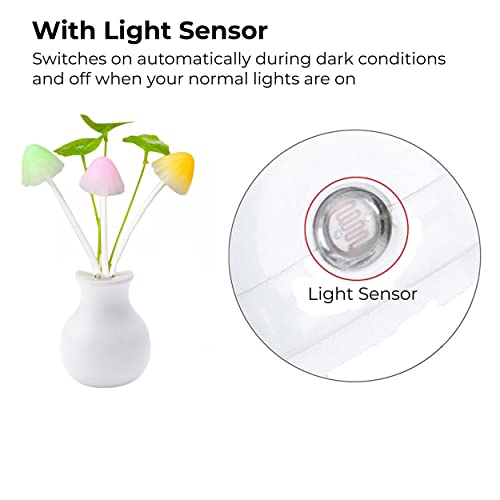 MAPPERZ Flowers LED Night Lamp with White Pot Romantic Night Lamp with Power Saving Sensors for Home Decoration-