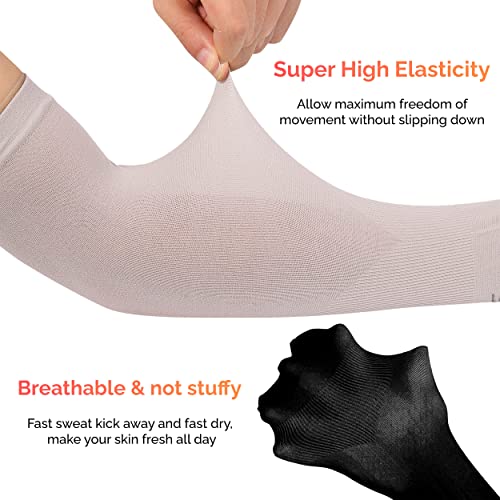 MAPPERZ All Weather Arm Sleeves Uv Sunblock, Dust, Pollution, Sunburn Protection With Thumb Hole For Sports And Outdoor Activities, Unisex, Set of 2