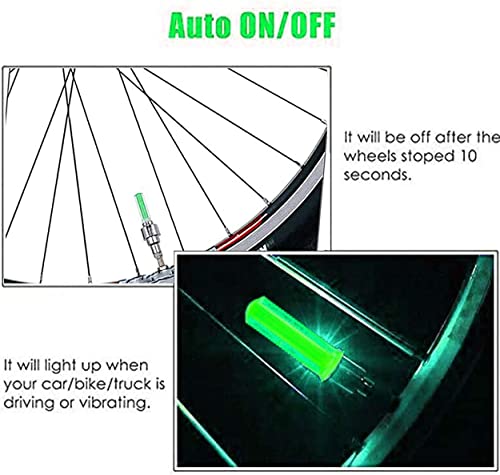 MAPPERZ Wheel Tyre Rim Valve Led Flash Light Cap with Motion Sensors for Car Motorcycles Bicycle Accessories (Green, Pack of 1 Pair)