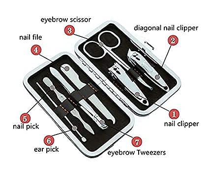 MAPPERZ Professional Manicure Kit/Stainless Steel Grooming Set With Leather Case (7 In 1)