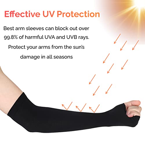 MAPPERZ All Weather Arm Sleeves Uv Sunblock, Dust, Pollution, Sunburn Protection With Thumb Hole For Sports And Outdoor Activities, Unisex, Set of 2