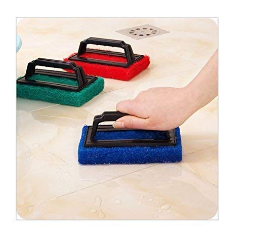 MAPPERZ crubber Brush for Bathroom Kitchen Floor Cleaning with Handle/ Tile Cleaning Scrubber Brush/ Sink Cleaning Brush - Multicolor