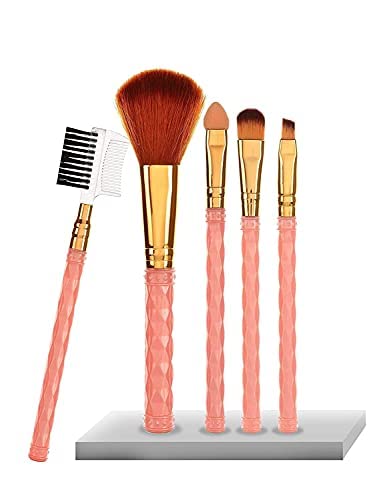 Mapperz Professional Make Up Brush Set of 5 / Synthetic Makeup Brush Set Foundation Blending Blush Face Powder (Golden & Pink)