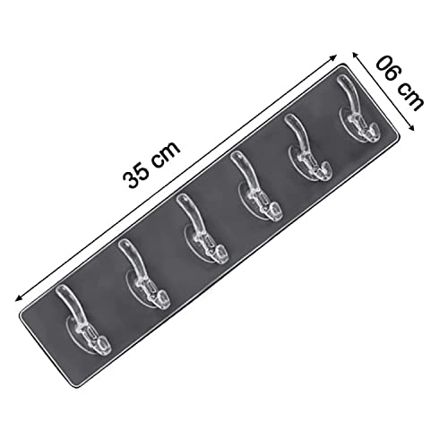 MAPPERZ 6 in 1 Self Adhesive Heavy Duty Wall Hook/ No Drilling for Bathroom Shower Kitchen Installation Hanging, Waterproof Transparent Hook