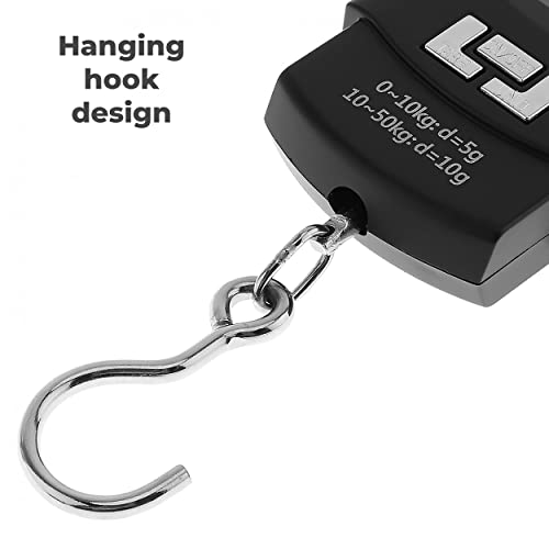MAPPERZ Hanging Luggage Scale with Comfortable Handle and Large Hook, 50kg, Backlit Portable Scale for Travel Fishing with Tare/Hold Function, for Home and Outdoor, 2 AAA Batteries Included, Pack Of 1