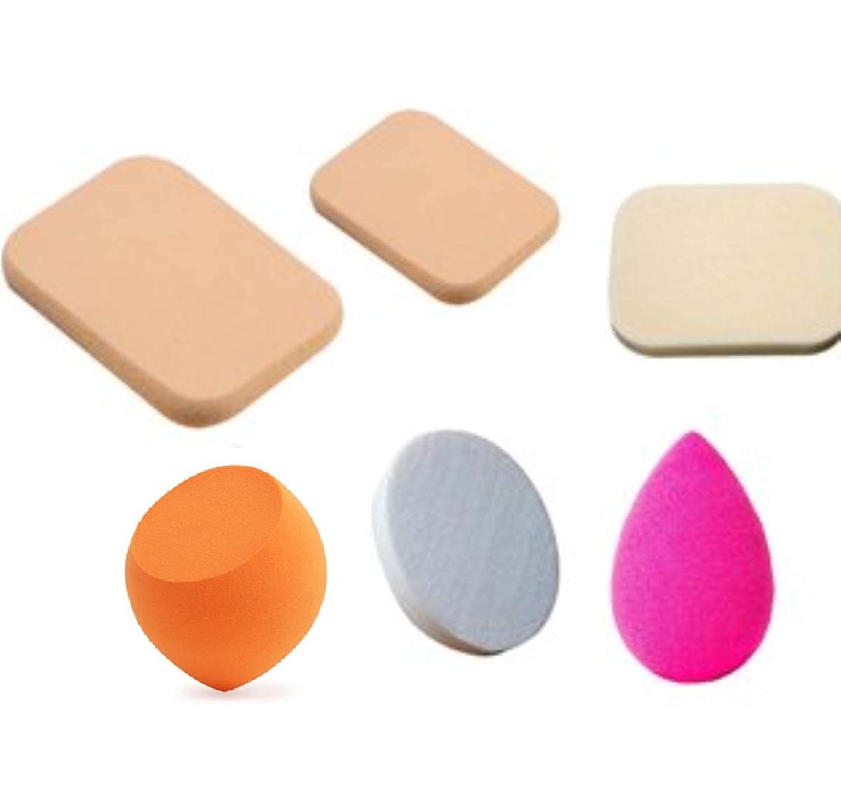 MAPPERZ 6 in 1 Make Up Sponge Face Sponges Cotton Pad For Cleaning Face Makeup Blender Powder Buff Puff Sponge Foundation Puff - (Set of 6, Multicolor)