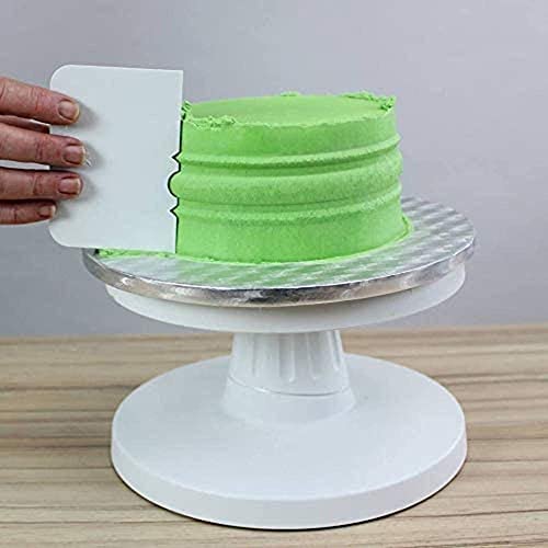 MAPPERZ Dough Bench Scraper Cake Cutter/Chopper/Smoother Icing Fondant Cake Decorating Pastry Baking Tool - Pack of 4 (White)