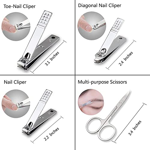 MAPPERZ Manicure Kit/Professional Stainless Steel Grooming Set With Leather Case