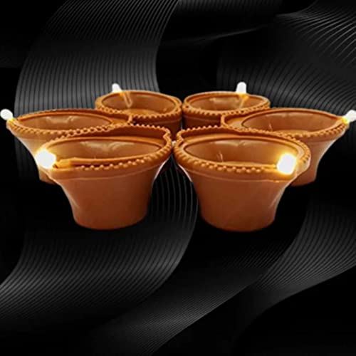 MAPPERZ Water Sensor LED Diyas Candle with Water Sensing Technology E-Diya, Warm Orange Ambient Lights, Battery Operated