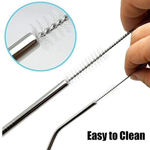 MAPPERZ Long Straw Cleaning Brush Stainless Steel Nylon Thin Pipes Drinking Straw Washing Cleaning Brushes/Straw Brushes with Tiny Bristles, for Tumbler, Sippy Cup, Bottle and Tube, Pack of 2