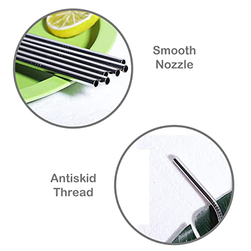Mapperz Stainless Steel Straws for Drinking with Brushes/Reusable Stainless Steel Straw with Cleaning Brush- Long Metal Straws for Drinking, Set of 5 (4- Bend Pipe, 1-Cleaning Brush,Silver)