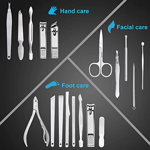 MAPPERZ Manicure Kit/Professional Stainless Steel Grooming Set With Leather Case